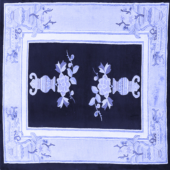 Square Machine Washable Oriental Blue Asian Inspired Rug, wshtr1365blu