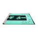 Sideview of Machine Washable Oriental Turquoise Asian Inspired Area Rugs, wshtr1365turq