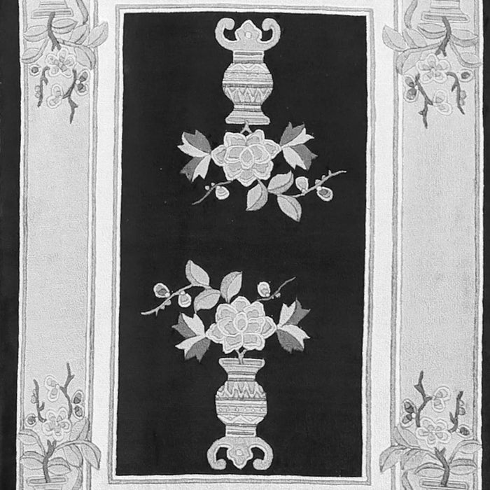 Oriental Gray Asian Inspired Rug, tr1365gry