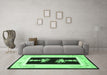 Machine Washable Oriental Emerald Green Asian Inspired Area Rugs in a Living Room,, wshtr1365emgrn