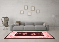 Machine Washable Oriental Red Asian Inspired Rug, wshtr1365red