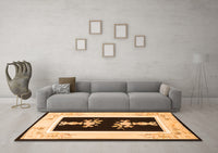 Machine Washable Oriental Orange Asian Inspired Rug, wshtr1365org