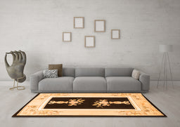 Machine Washable Oriental Orange Asian Inspired Area Rugs in a Living Room, wshtr1365org