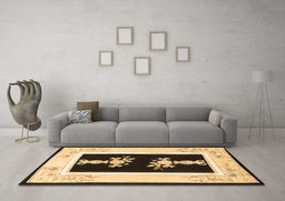 Machine Washable Oriental Brown Asian Inspired Rug in a Living Room,, wshtr1365brn