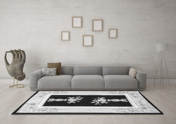 Machine Washable Oriental Gray Asian Inspired Rug in a Living Room,, wshtr1365gry