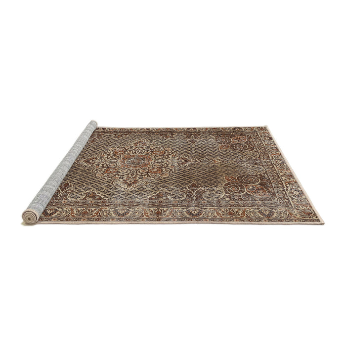 Sideview of Machine Washable Traditional Camel Brown Rug, wshtr1366