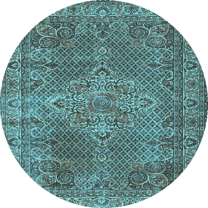Round Persian Light Blue Traditional Rug, tr1366lblu