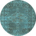 Round Persian Light Blue Traditional Rug, tr1366lblu