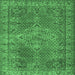 Square Machine Washable Persian Emerald Green Traditional Area Rugs, wshtr1366emgrn