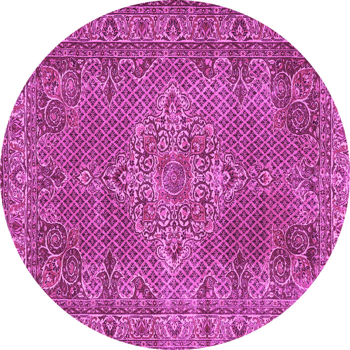Round Machine Washable Persian Pink Traditional Rug, wshtr1366pnk