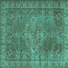 Square Persian Turquoise Traditional Rug, tr1366turq