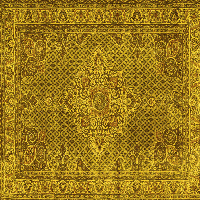 Square Machine Washable Persian Yellow Traditional Rug, wshtr1366yw