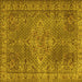 Square Machine Washable Persian Yellow Traditional Rug, wshtr1366yw