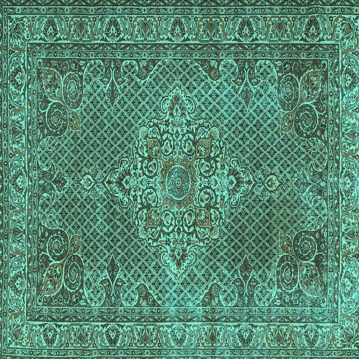 Square Machine Washable Persian Turquoise Traditional Area Rugs, wshtr1366turq