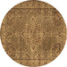 Round Persian Brown Traditional Rug, tr1366brn