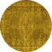 Round Persian Yellow Traditional Rug, tr1366yw