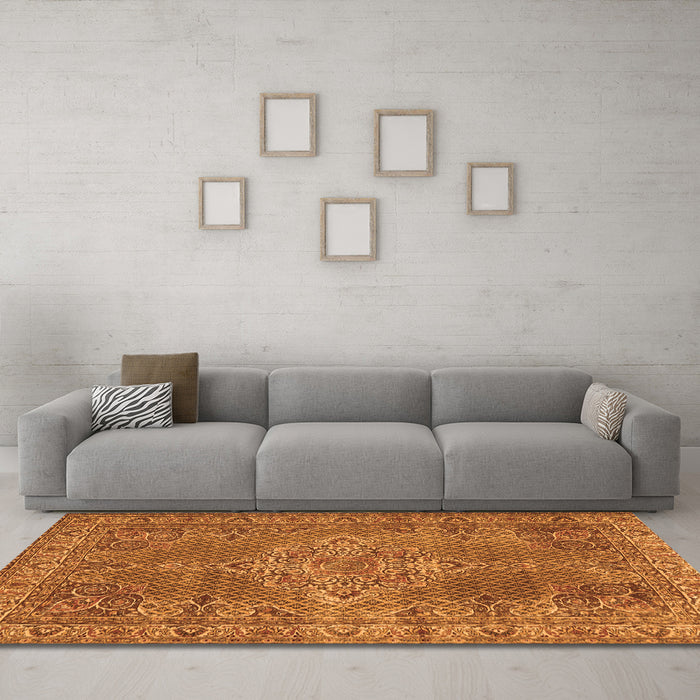 Machine Washable Persian Orange Traditional Area Rugs in a Living Room, wshtr1366org