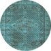 Round Machine Washable Persian Light Blue Traditional Rug, wshtr1366lblu