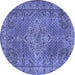 Round Machine Washable Persian Blue Traditional Rug, wshtr1366blu