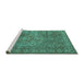 Sideview of Machine Washable Persian Turquoise Traditional Area Rugs, wshtr1366turq