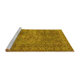 Sideview of Machine Washable Persian Yellow Traditional Rug, wshtr1366yw