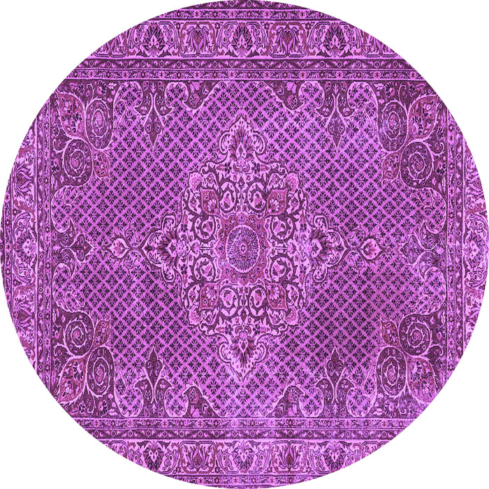 Round Machine Washable Persian Purple Traditional Area Rugs, wshtr1366pur