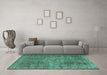 Machine Washable Persian Turquoise Traditional Area Rugs in a Living Room,, wshtr1366turq