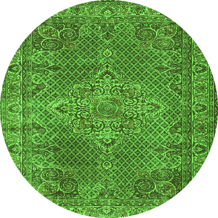 Square Persian Green Traditional Rug, tr1366grn