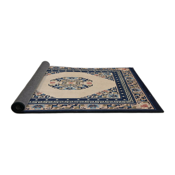 Sideview of Traditional Dark Slate Blue Persian Rug, tr1367