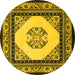 Round Persian Yellow Traditional Rug, tr1367yw