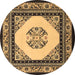 Round Persian Brown Traditional Rug, tr1367brn