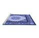 Sideview of Machine Washable Persian Blue Traditional Rug, wshtr1367blu