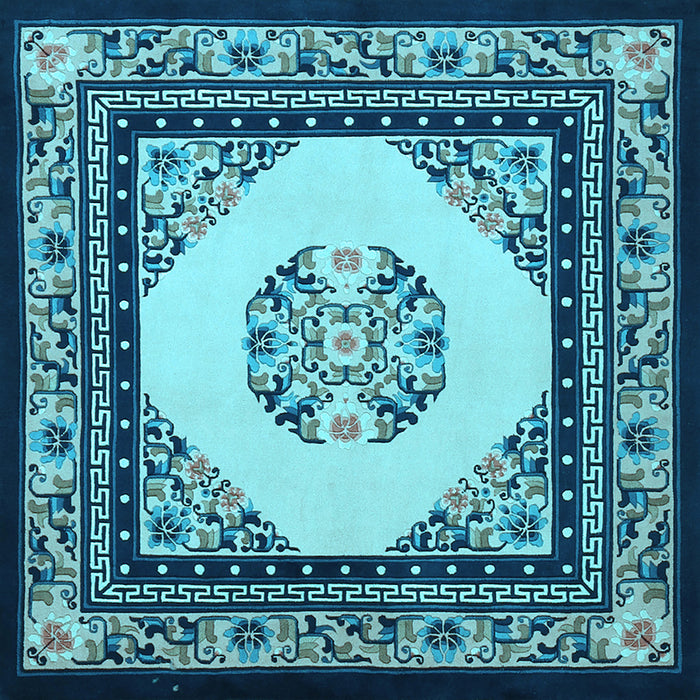 Square Machine Washable Persian Light Blue Traditional Rug, wshtr1367lblu