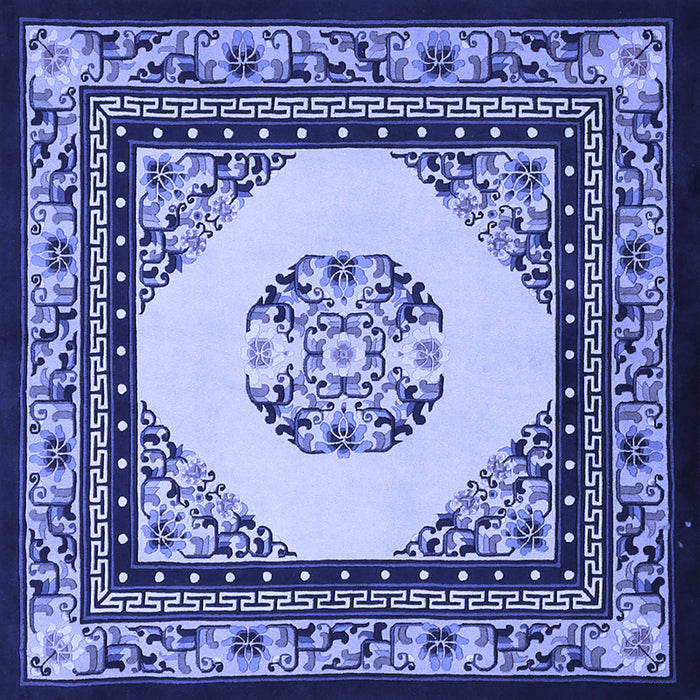 Square Machine Washable Persian Blue Traditional Rug, wshtr1367blu