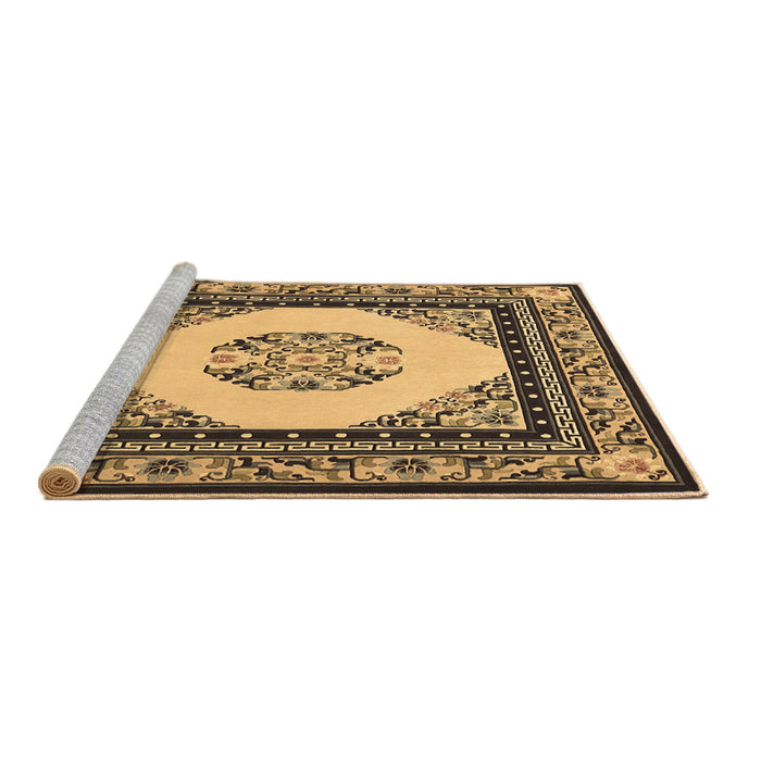 Sideview of Machine Washable Persian Brown Traditional Rug, wshtr1367brn