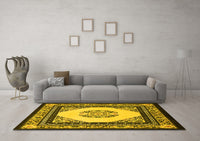 Machine Washable Persian Yellow Traditional Rug, wshtr1367yw