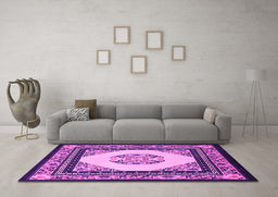 Machine Washable Persian Pink Traditional Rug in a Living Room, wshtr1367pnk