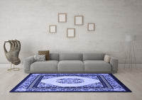 Machine Washable Persian Blue Traditional Rug, wshtr1367blu