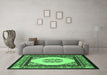 Machine Washable Persian Emerald Green Traditional Area Rugs in a Living Room,, wshtr1367emgrn