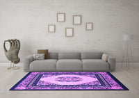 Machine Washable Persian Purple Traditional Rug, wshtr1367pur