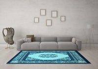 Machine Washable Persian Light Blue Traditional Rug, wshtr1367lblu