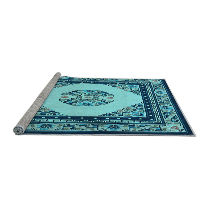 Sideview of Machine Washable Persian Light Blue Traditional Rug, wshtr1367lblu