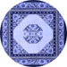 Round Persian Blue Traditional Rug, tr1367blu