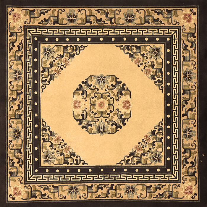 Square Persian Brown Traditional Rug, tr1367brn