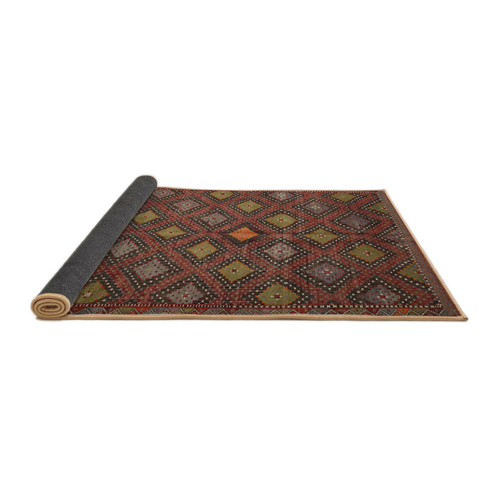 Sideview of Traditional Saffron Red Persian Rug, tr1368