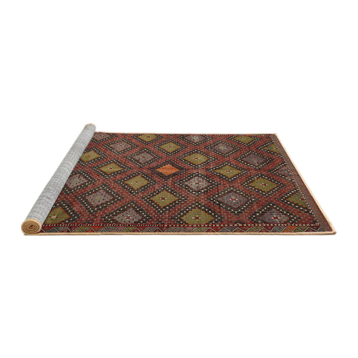 Sideview of Machine Washable Traditional Saffron Red Rug, wshtr1368