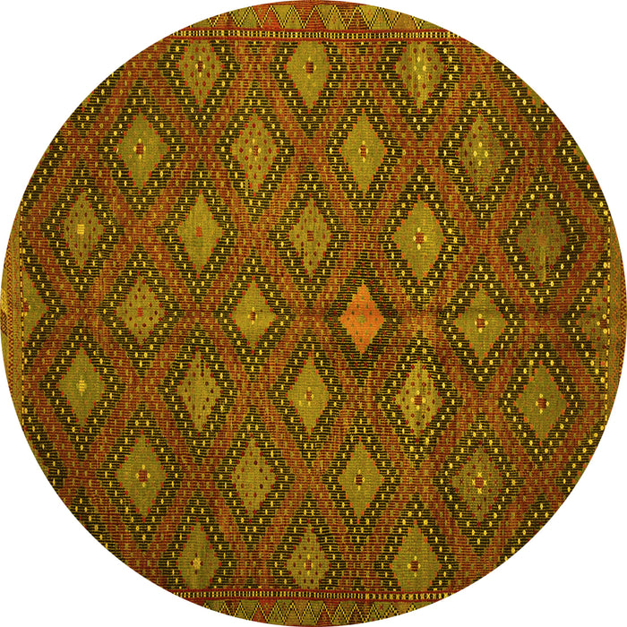 Round Persian Yellow Traditional Rug, tr1368yw