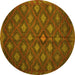 Round Persian Yellow Traditional Rug, tr1368yw