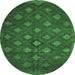Round Persian Emerald Green Traditional Rug, tr1368emgrn
