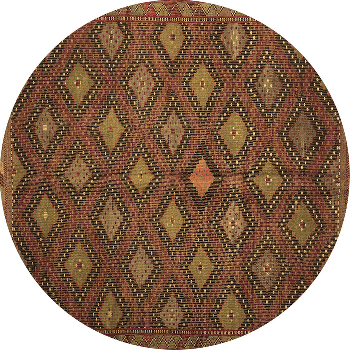 Round Persian Brown Traditional Rug, tr1368brn